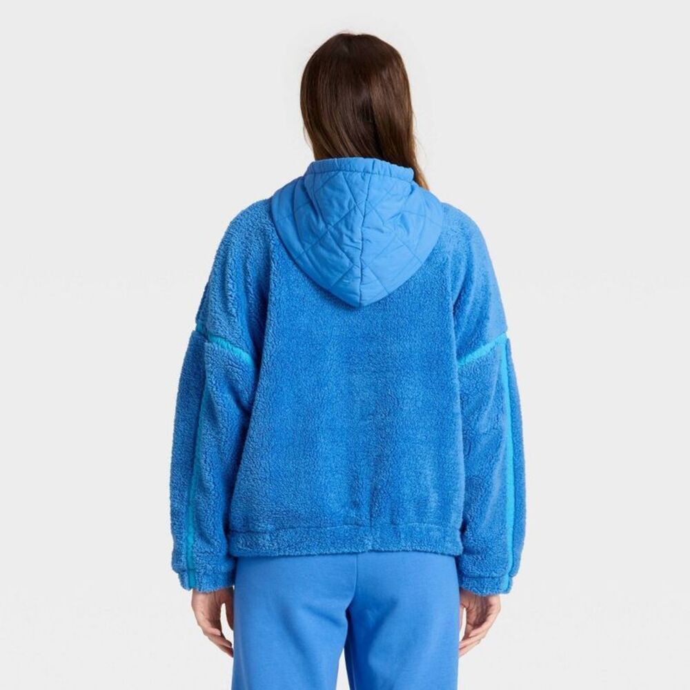Women's Contrast High Pile 1/2 Zip Jacket - JoyLab Vibrant Blue XS - Picture 2 of 3